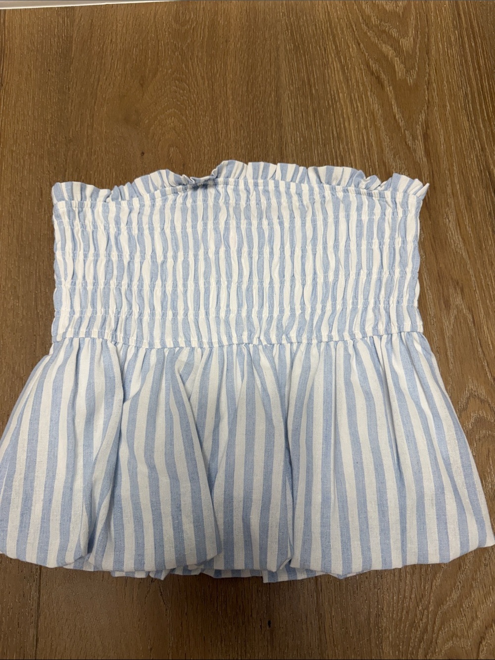 Pink Lily Blue and White Striped Smocked Bandeau Top